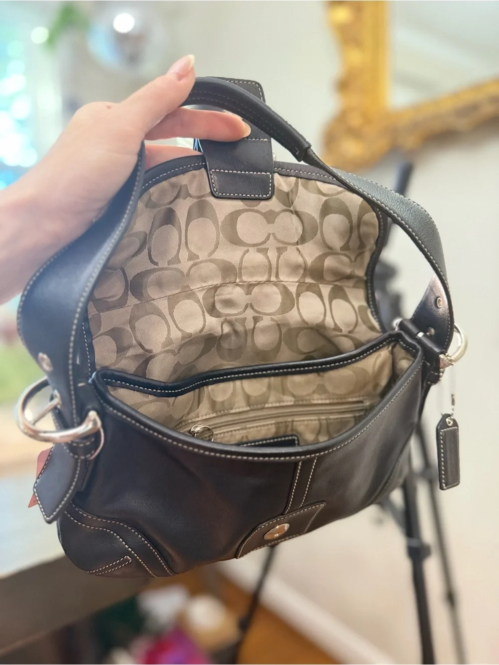 Coach Y2K Soho Black Leather Buckle Flap Shoulder Bag G04S-9247